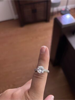 Classic Silver Solitaire Engagement Ring with Clear Center Stone